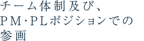 チーム体制及び、PM・PLポジションでの参画